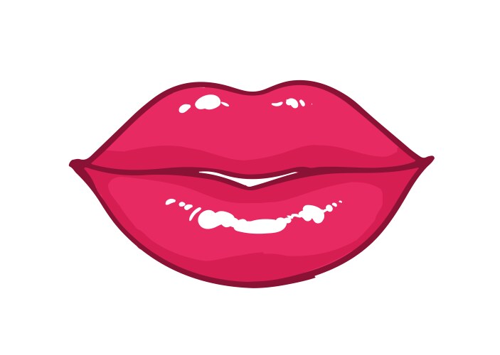 Bright pink glossy lips or sexy mouth isolated vector image