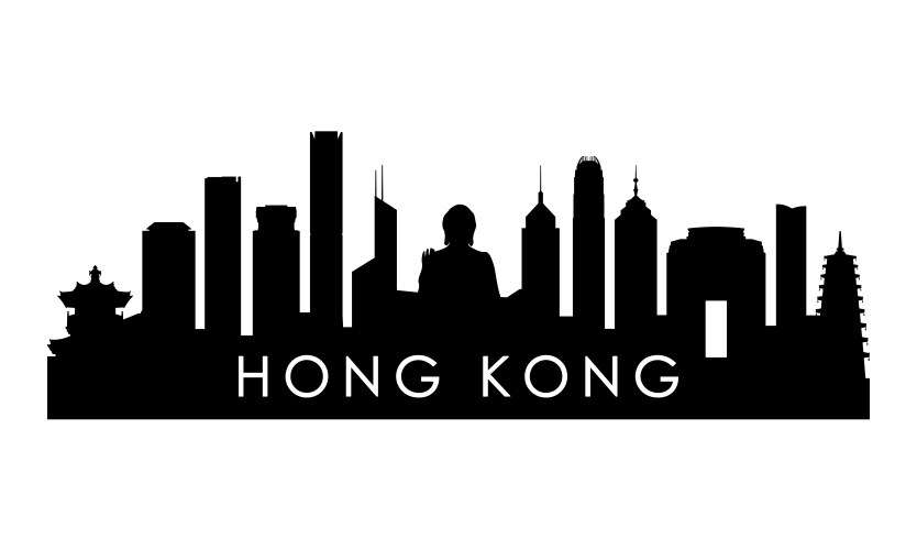 hong kong skyline silhouette black city vector image