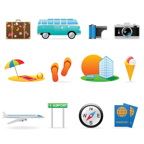 Travel icon set vector image