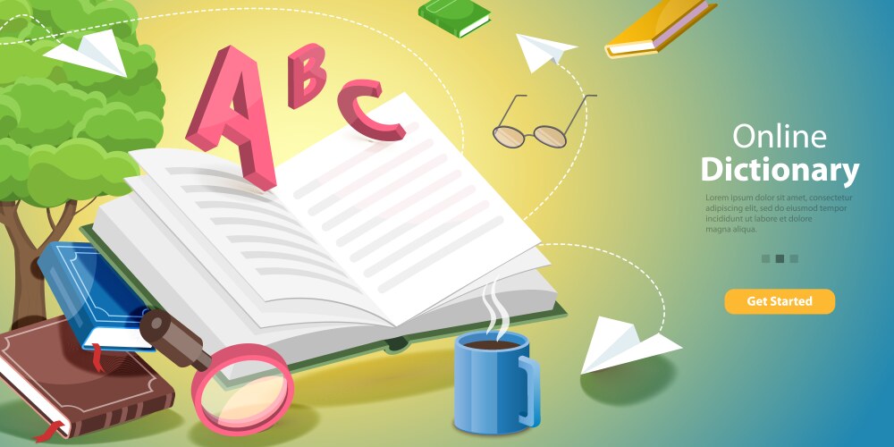 3d conceptual of dictionary vector image