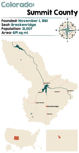 Map summit county in colorado vector image