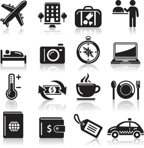 Travel black icons set vector image