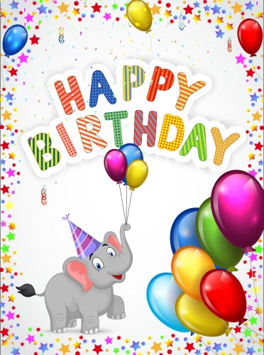 Birthday cartoon with happy elephant vector image