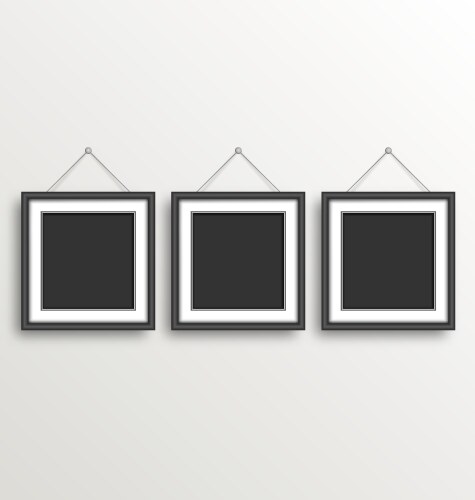 Three black simple modern blank frames vector image