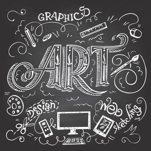 art hand-lettering typography on chalkboard vector image