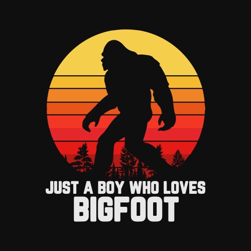 retro just a boy who loves bigfoot funny t-shirt d vector image