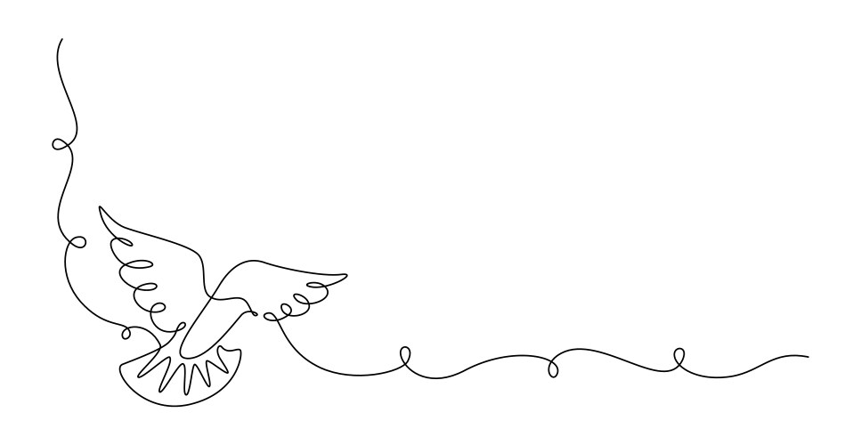 one continuous line drawing of flying dove bird vector image