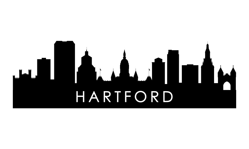 hartford skyline silhouette black city vector image