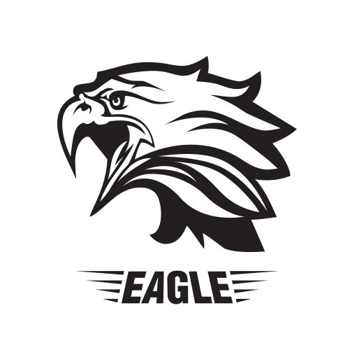 Eagle head fly logo black icon tattoo vector image