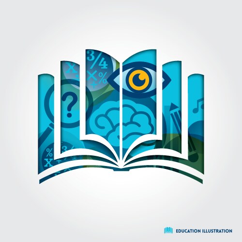 Open book symbol education concept vector image