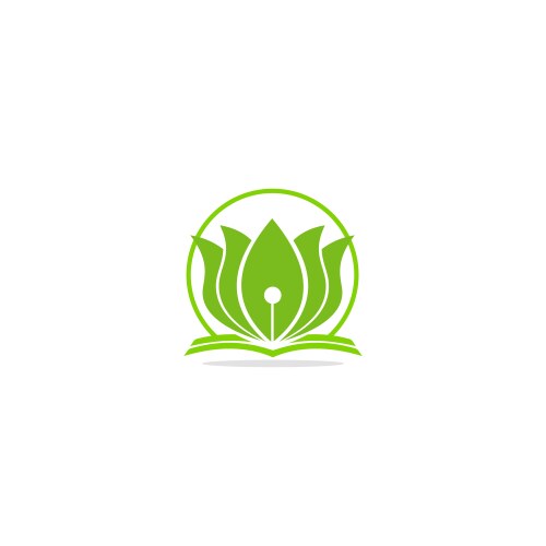 Lotus flower green leaf logo vector image