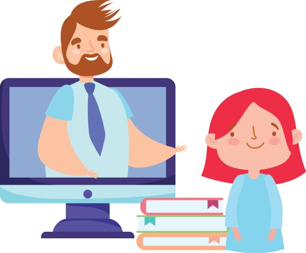 online education teacher on video computer student vector image