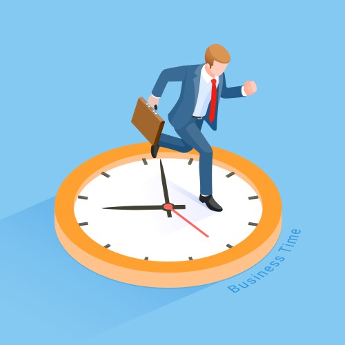 businessman running with clock isometric vector image