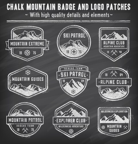 chalkboard mountain insignias vector image