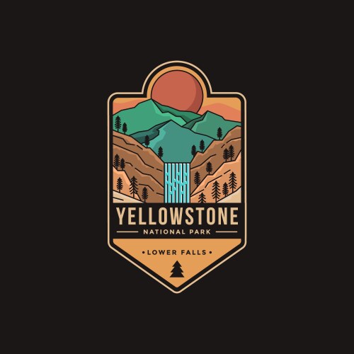 Lower falls yellowstone national park patch vector image