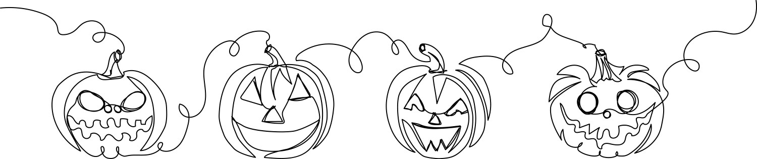 Halloween pumpkins with carved face one line art vector image