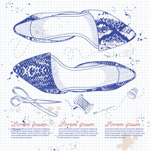 Fashion sketch womens shoes vector image