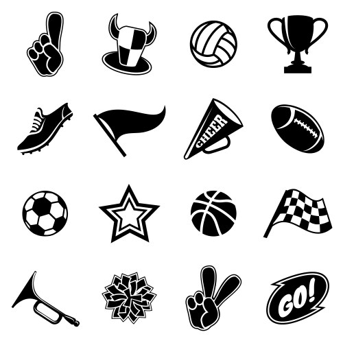 sports icons and fans equipment vector image