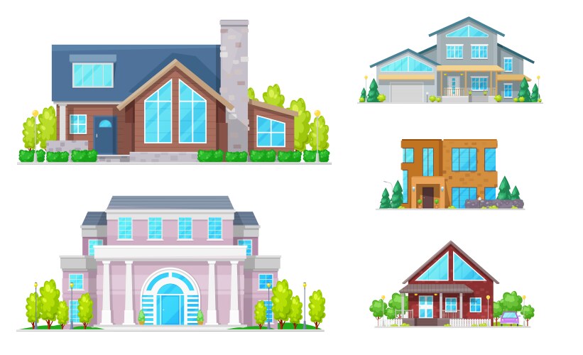 real estate house building and home icons vector image