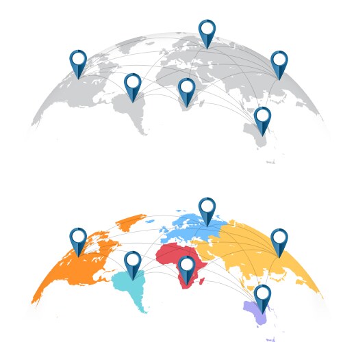 World map with city connections vector image