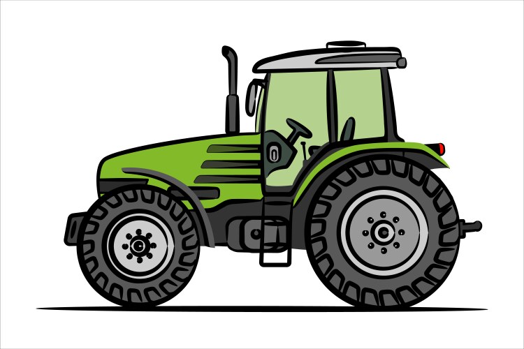 A hand drawn art of green tractor vector image