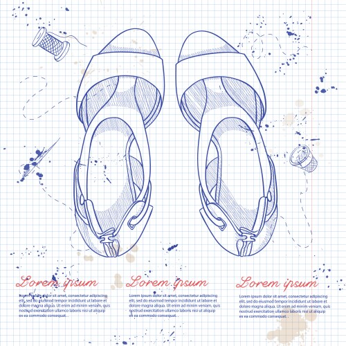 Fashion sketch womens shoes vector image