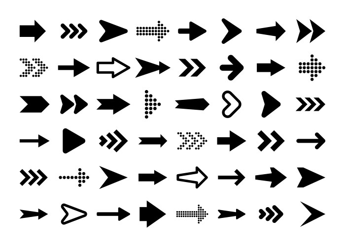 black arrows set on white background arrow vector image