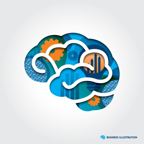 Brain with business concept vector image