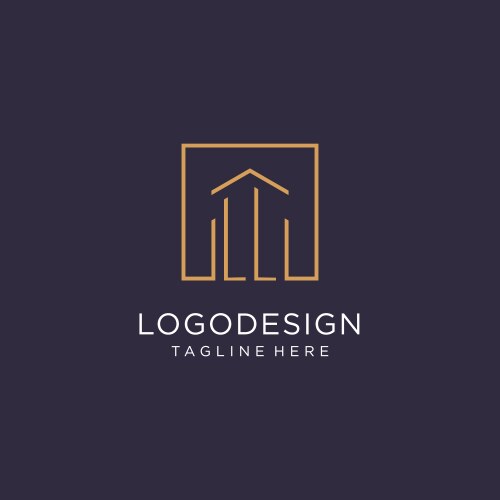 Ll initial square logo design modern and luxury vector image