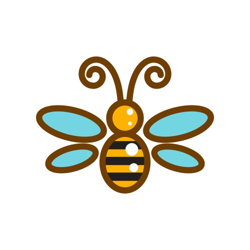 Honeybee line icon isolated vector image