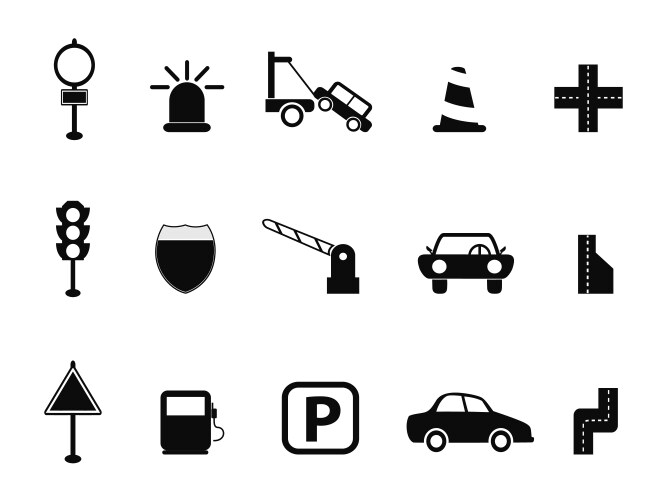 Black traffic icon set vector image