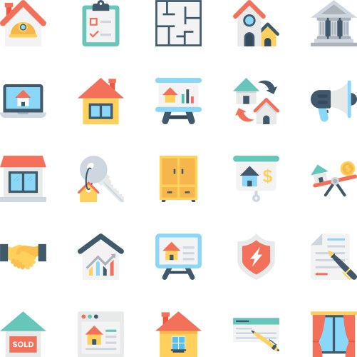 Real estate colored icons 3 vector image