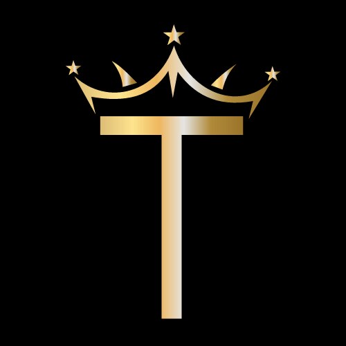 Initial letter t crown logo for beauty vector image