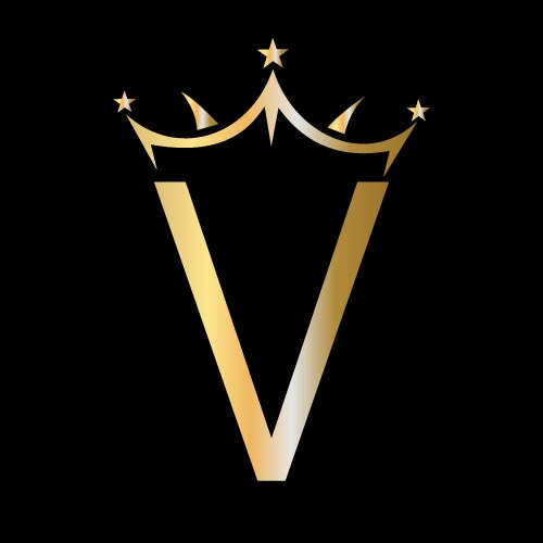 Initial letter v crown logo for beauty vector image