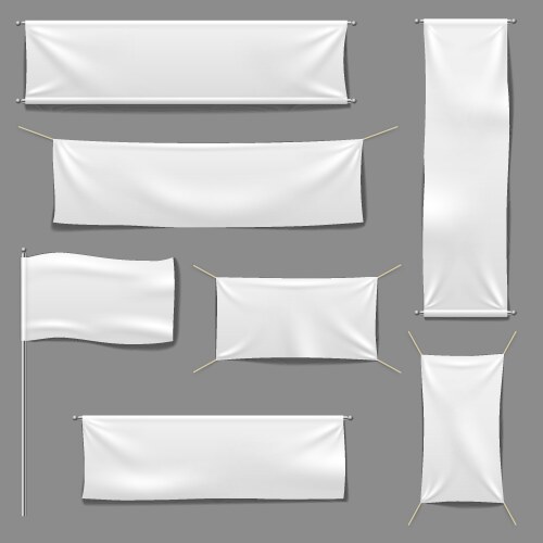 White textile banners blank fabric flag hanging vector image