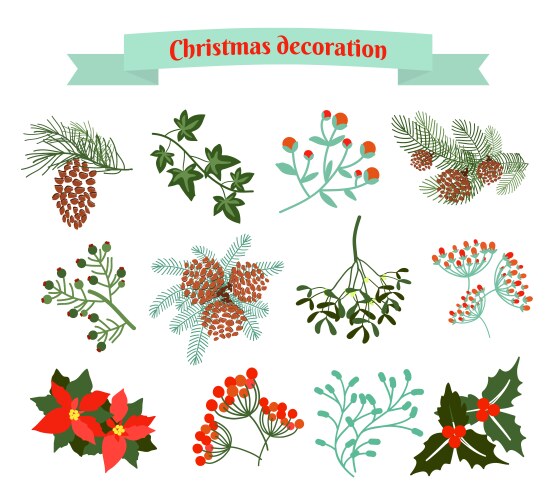 Christmas decoration set of elements vector image