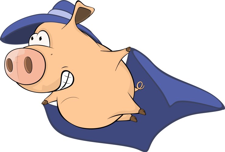 Cute pig in superhero costume vector image