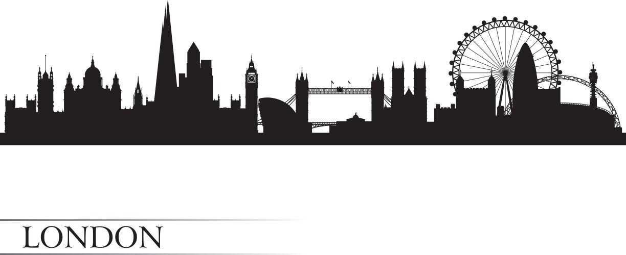 London city skyline silhouette background vector image