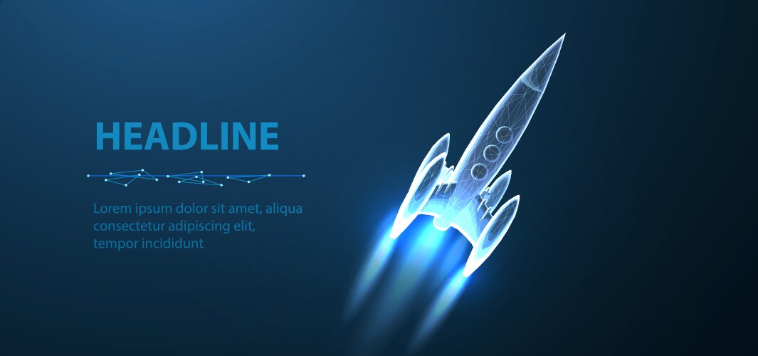 Startup digital rocket start isolated on blue vector image