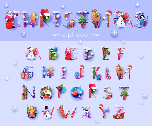 Christmas font and alphabet vector image