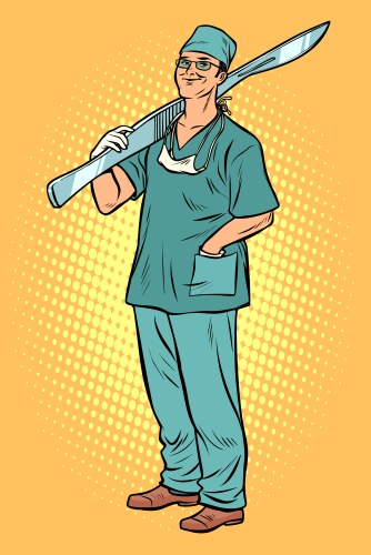 Male surgeon with scalpel vector image