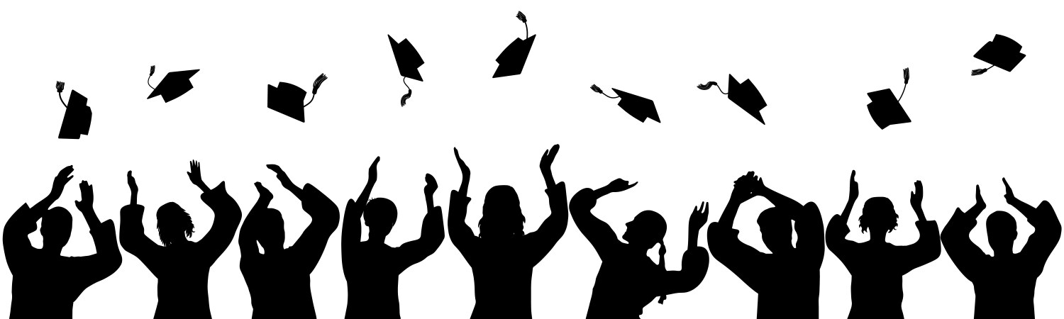 Silhouettes graduates throwing square academic cap vector image