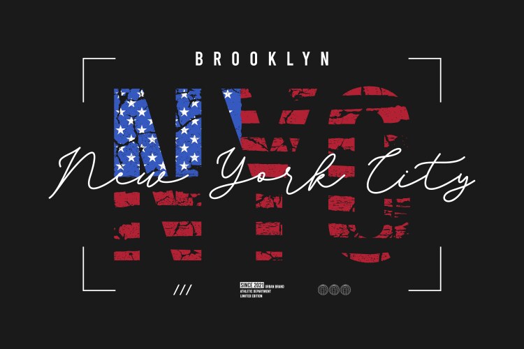 Nyc t-shirt design with grunge american flag vektorbild