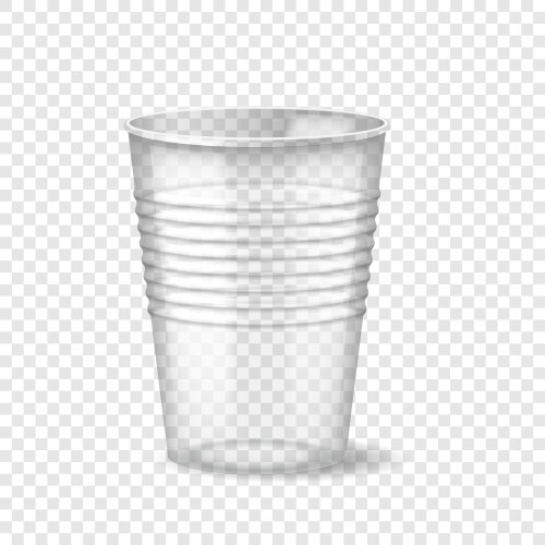 Empty transparent realistic cup glass mockup vector image