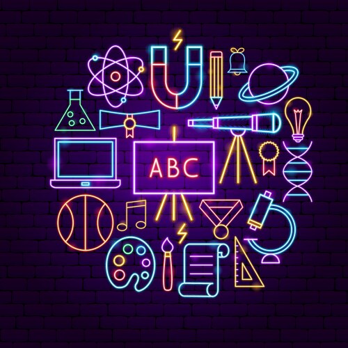 Back to school neon concept vector image