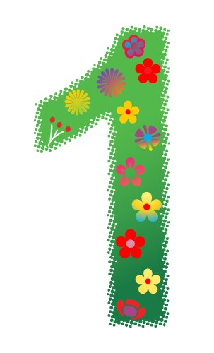 Floral number 1 vector image