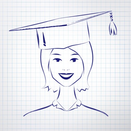 student girl wearing graduation hat vector image