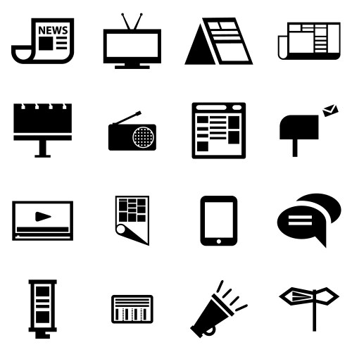 Black advertisement icon set vector image