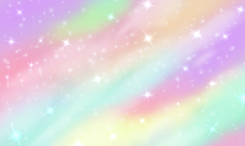 Rainbow unicorn background mermaid glittering vector image