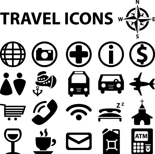 Travel icons vector image